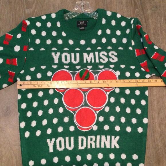Ugly Christmas Sweater Party drinking ball themed adult medium - Picture 5 of 5